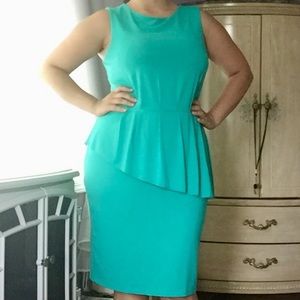Ann Taylor turquoise Asymmetrical Peplum dress